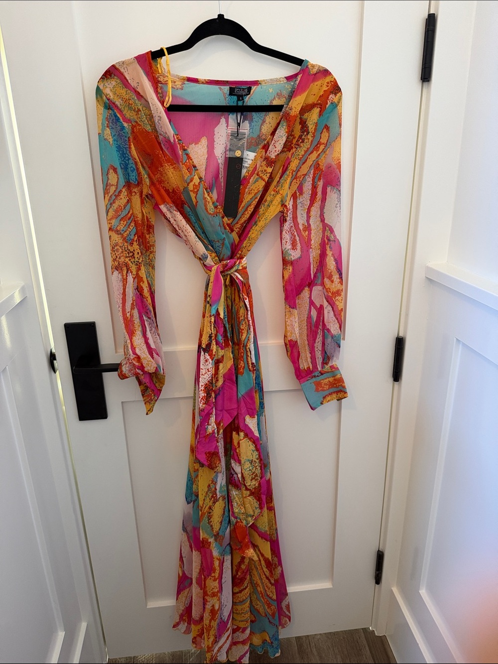 Joie Multicolor Printed Wrap Maxi Dress - Pink/Turquoise